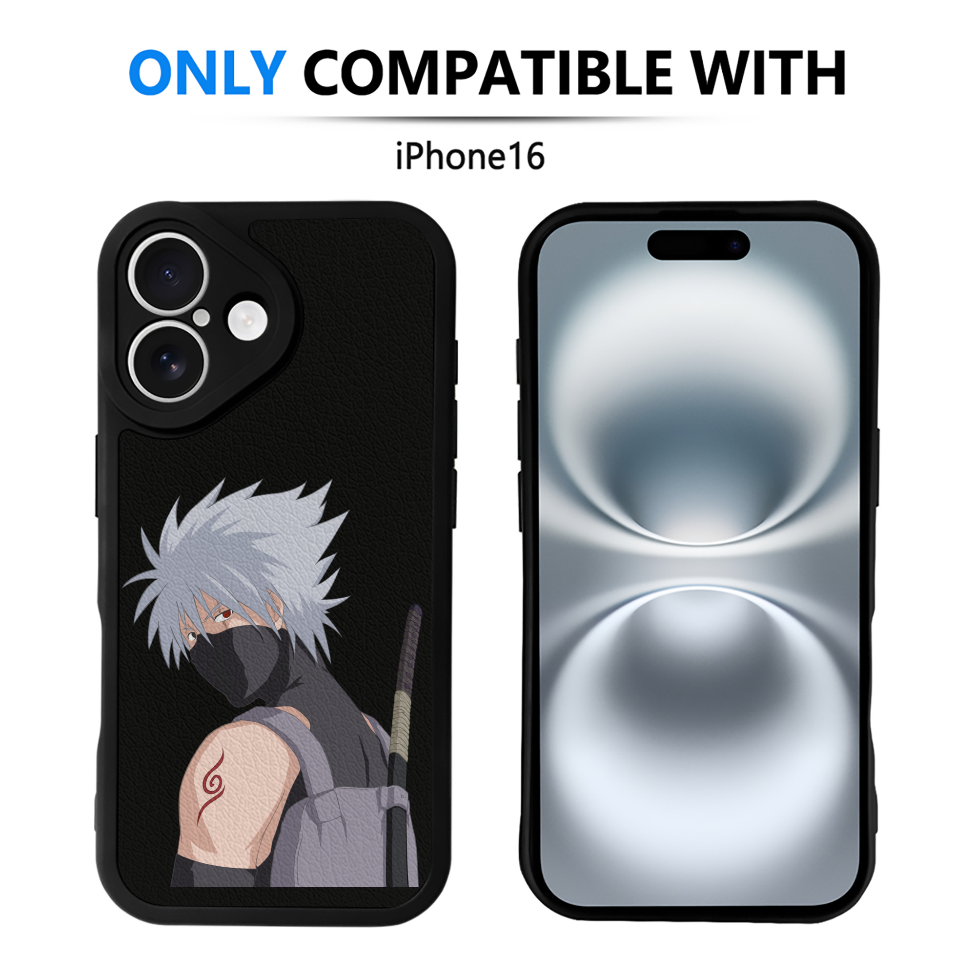（画像用） NARUTO -ナルト- はたけ カカシ Hatake Kakashi 【iPhone 16シリーズ対応】シリコンスマホケース（レザー調） 材質：シリコン
